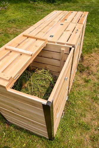 Gardener's Supply Company Cedar 3 Bin Composter | Heavy Duty Cedar Outdoor Composter with Aluminum Corners & Steel Handles | Holds 330 Gallons Designed for Good Aeration | Best for Backyard Garden