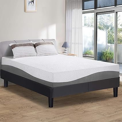 PrimaSleep Twin Mattress, 10 Inch Gel Memory Foam Mattress, Gel Infused for Comfort and Pressure Relief, CertiPUR-US Certified, Bed-in-a-Box, Medium Firm, Grey, Twin Size