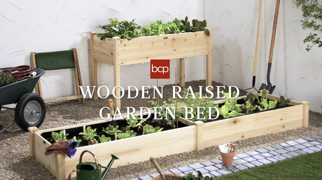 Best Choice Products 8x2ft Outdoor Wooden Raised Garden Bed Planter for Vegetables, Grass, Lawn, Yard - Natural