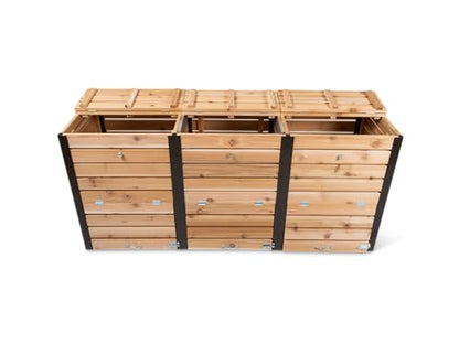Gardener's Supply Company Cedar 3 Bin Composter | Heavy Duty Cedar Outdoor Composter with Aluminum Corners & Steel Handles | Holds 330 Gallons Designed for Good Aeration | Best for Backyard Garden