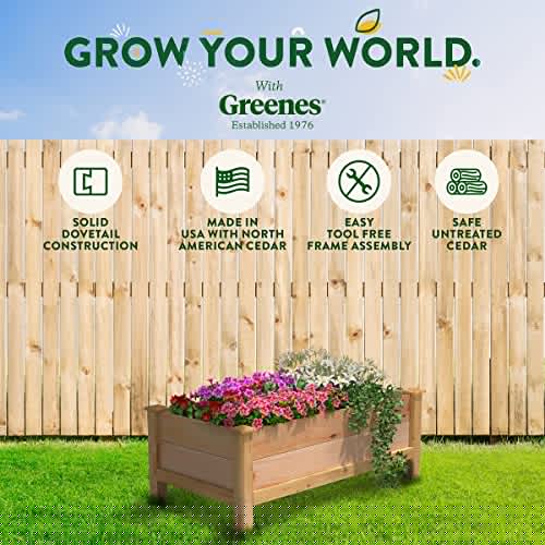 Greenes Fence Premium Cedar Elevated Garden Bed, 24" W x 48" L x 19" H - Made in USA with North American Cedar