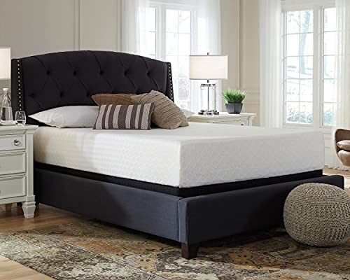 Signature Design by Ashley Chime 12 Inch Medium Firm Memory Foam Mattress, CertiPUR-US Certified, Queen White