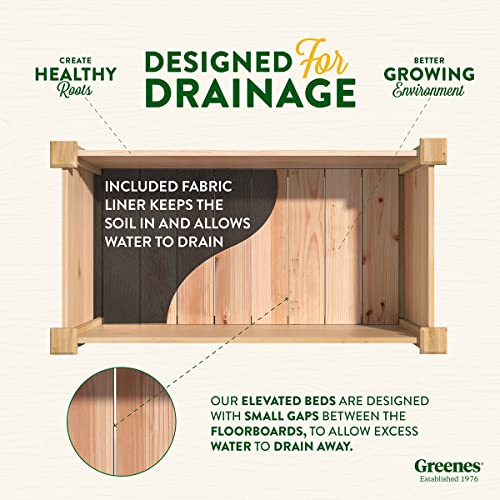 Greenes Fence Premium Cedar Elevated Garden Bed, 24" W x 48" L x 19" H - Made in USA with North American Cedar