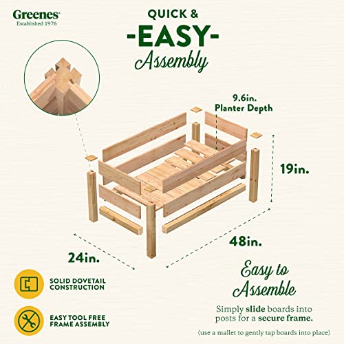 Greenes Fence Premium Cedar Elevated Garden Bed, 24" W x 48" L x 19" H - Made in USA with North American Cedar