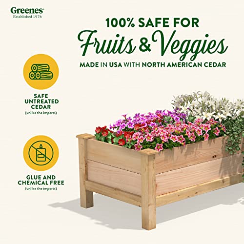 Greenes Fence Premium Cedar Elevated Garden Bed, 24" W x 48" L x 19" H - Made in USA with North American Cedar