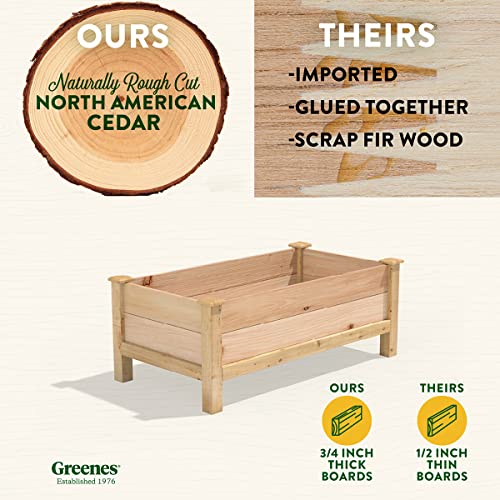 Greenes Fence Premium Cedar Elevated Garden Bed, 24" W x 48" L x 19" H - Made in USA with North American Cedar