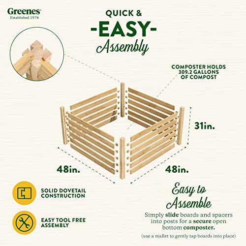 Greenes Fence Cedar Wood Composter, 23.25 Cu ft / 173.92 gallons - Made in USA with North American Cedar