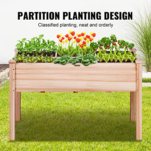 VEVOR Raised Garden Bed 48x24x30in with Sturdy Legs, High End Natural Fir Wood Planter Box Elevated Planting Stand for Backyard/Garden/Patio/Balcony w/Non -Woven Liner & 1 Set of Tool, 220lb Capacity