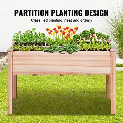 VEVOR Raised Garden Bed 48x24x30in with Sturdy Legs, High End Natural Fir Wood Planter Box Elevated Planting Stand for Backyard/Garden/Patio/Balcony w/Non -Woven Liner & 1 Set of Tool, 220lb Capacity