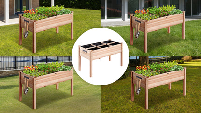 VEVOR Raised Garden Bed 48x24x30in with Sturdy Legs, High End Natural Fir Wood Planter Box Elevated Planting Stand for Backyard/Garden/Patio/Balcony w/Non -Woven Liner & 1 Set of Tool, 220lb Capacity